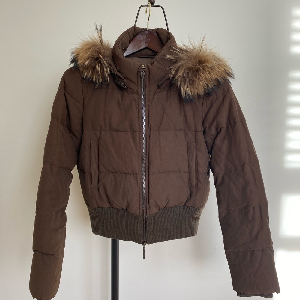 Vince Puffer Bomber w/ Fur-trimmed Hood, Xs